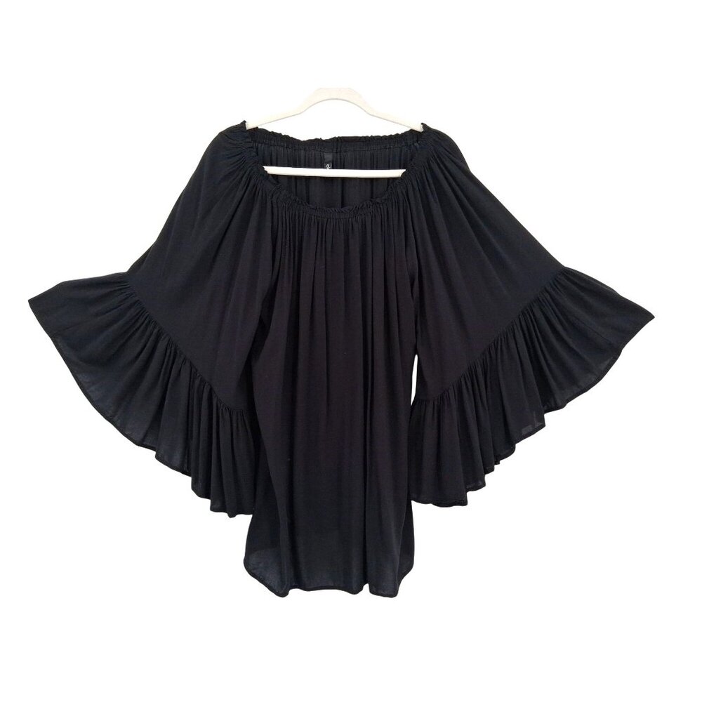 Elan Black Flare Sleeve Blouse One Size Whimsigoth Fairy Grunge Dark Romantic